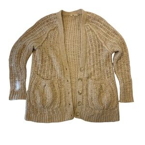 Anthropologie Moth Cozy Cream Knit Oversized Cardigan Sweater | S